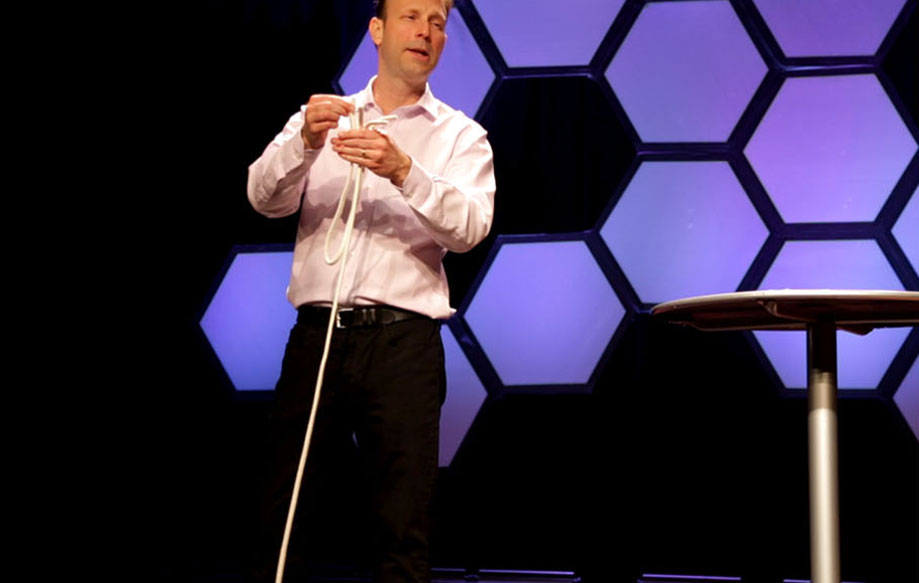 Bruce Eicher Performing the NBA Shoestrings Trick